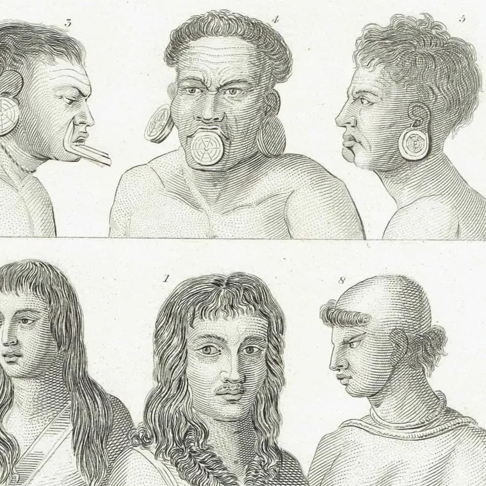 c.1850 Man Heads Print - Black & White - Male Head Engravings - Head Studies - 10 x 6.5 in