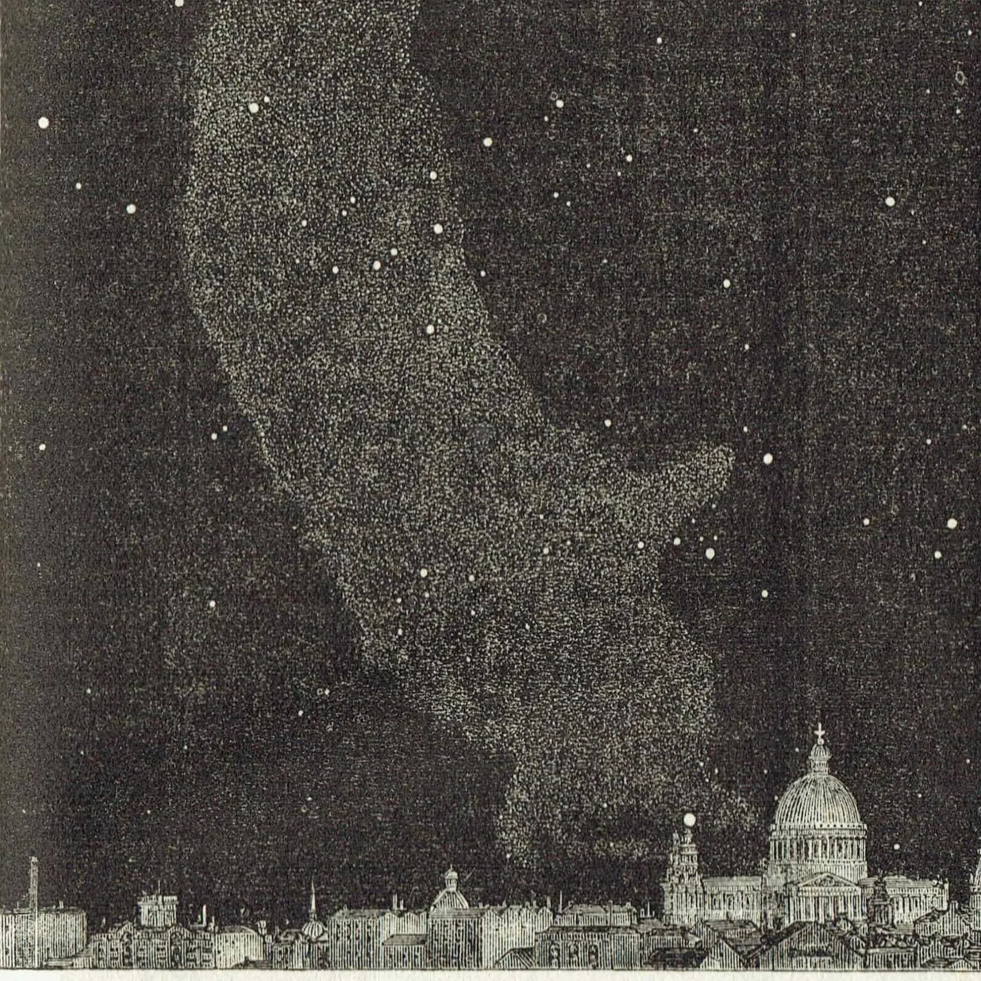 1868 Midnight Sky at London North & South - Original Antique Print - Victorian Astronomy Star Chart Milky Way Night Sky - 6.25 x 10 in