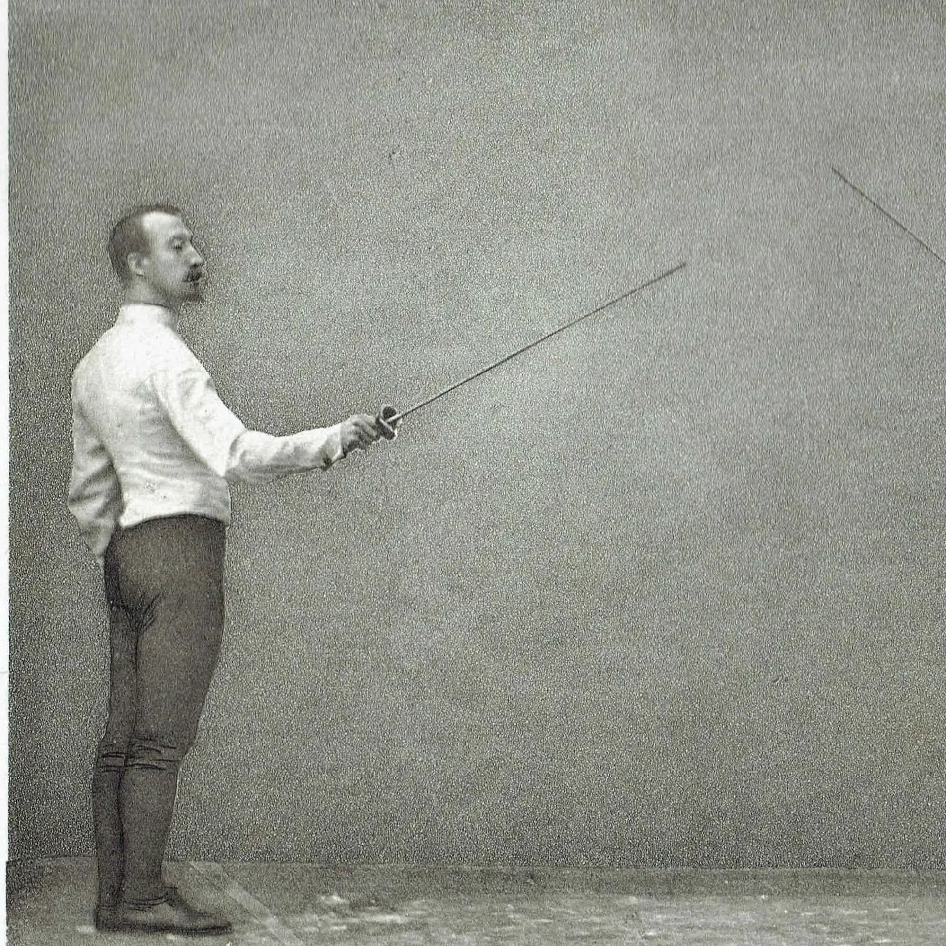 1889 Fencing Salute Recognition to the Right - Original Antique Engraving - Victorian Badminton Library Sports Instruction Manual - 5 x 7 in