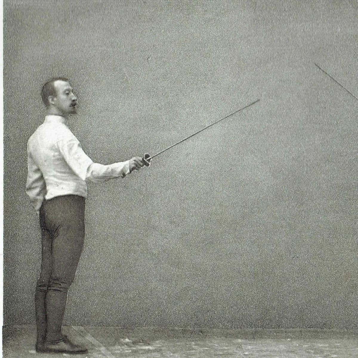 1889 Fencing Salute Recognition to the Right - Original Antique Engraving - Victorian Badminton Library Sports Instruction Manual - 5 x 7 in