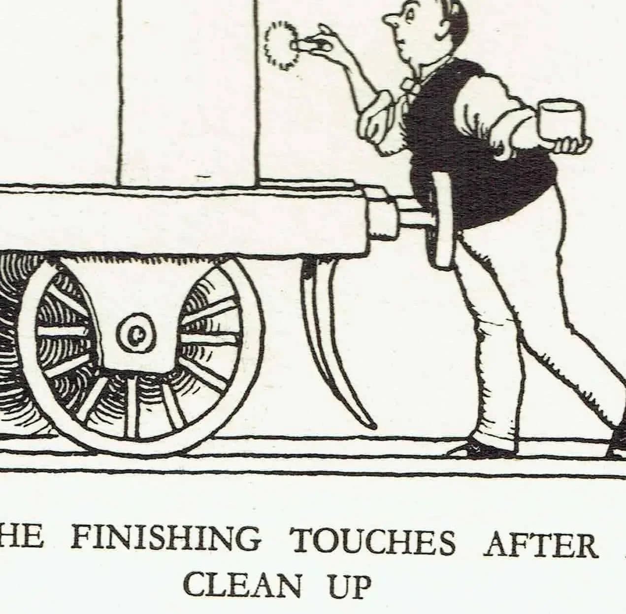 1935 Railway Locomotive Cartoon - Original Vintage Print By Heath Robinson - Great Western Railway Centenary Humour - 7 x 9.5 in