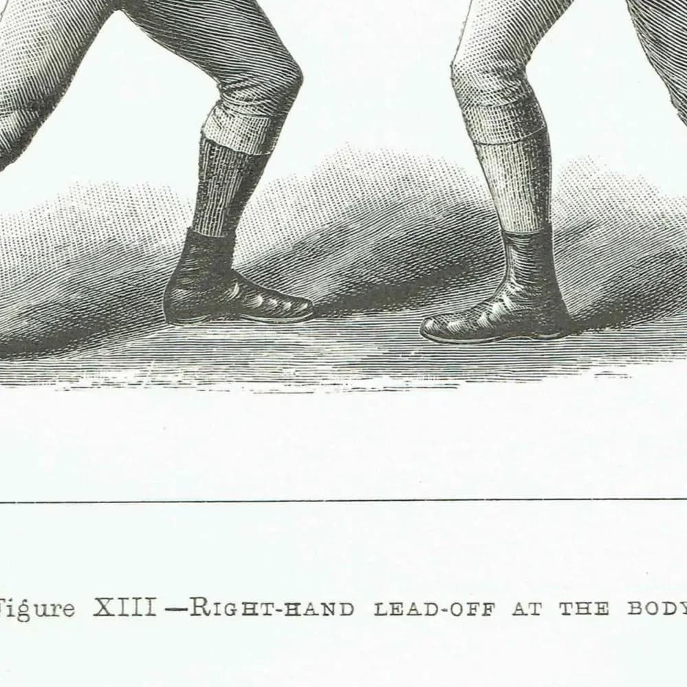 1889 Boxing Stance - Original Antique Print - Badminton Library Victorian Sport Pugilism Athletic Training Instruction - 5 x 7 in