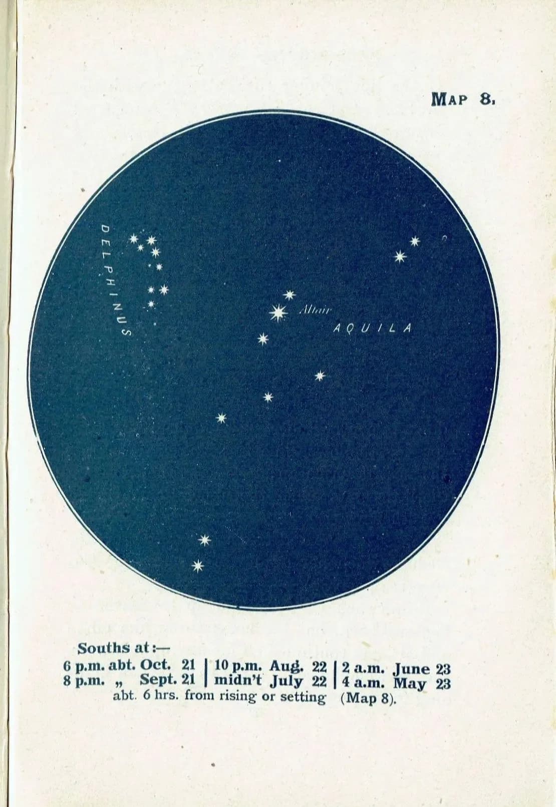 1944 Original Aquila Eagle Constellation Star Map Print - Vintage Astronomy Atlas - Scientific Celestial Chart - 4 x 6 in