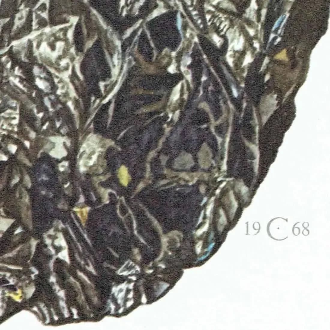 1969 Covellite Mineral - Original Vintage Print By Caspari - Scientific Natural History Geology Study Collection - 7.5 x 10.5 in