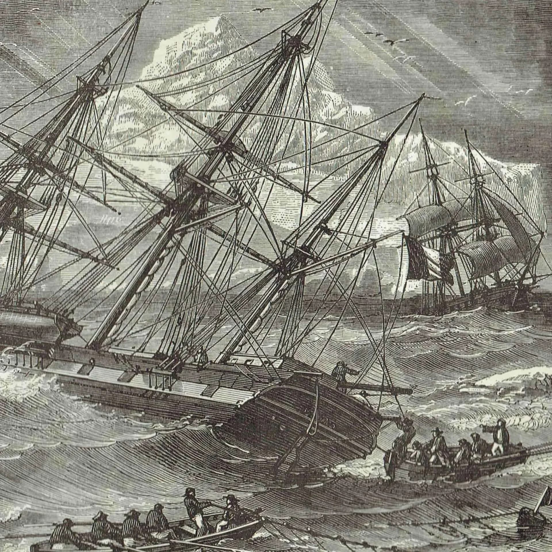 1871 Coast View of Iceland - Antique Engraving - Nautical Sailing Ships Arctic Sea Victorian Travel - 11.5 x 8 in