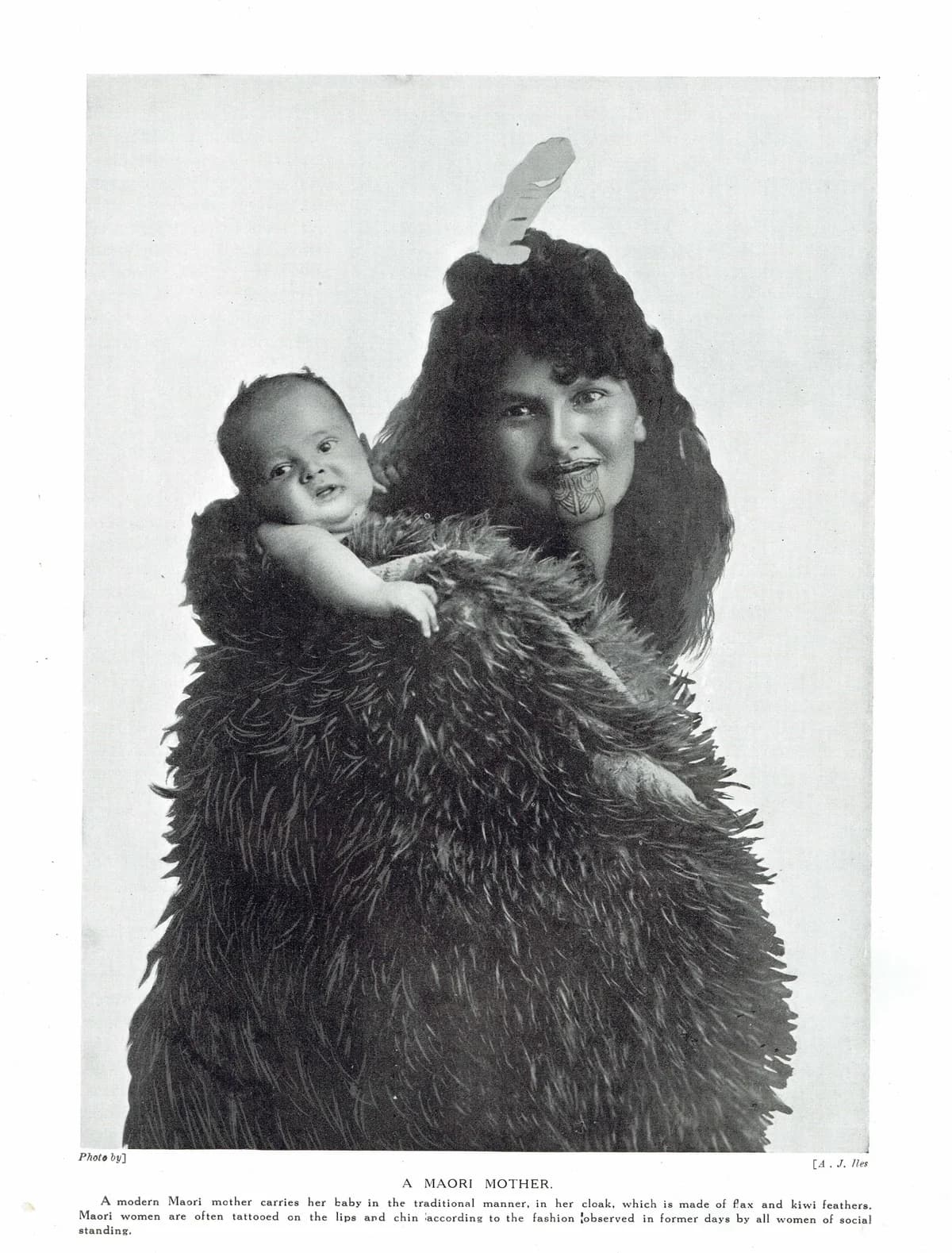7.5 x 10 in — “Māori Mother” — Print — 1913 — Book Illustration