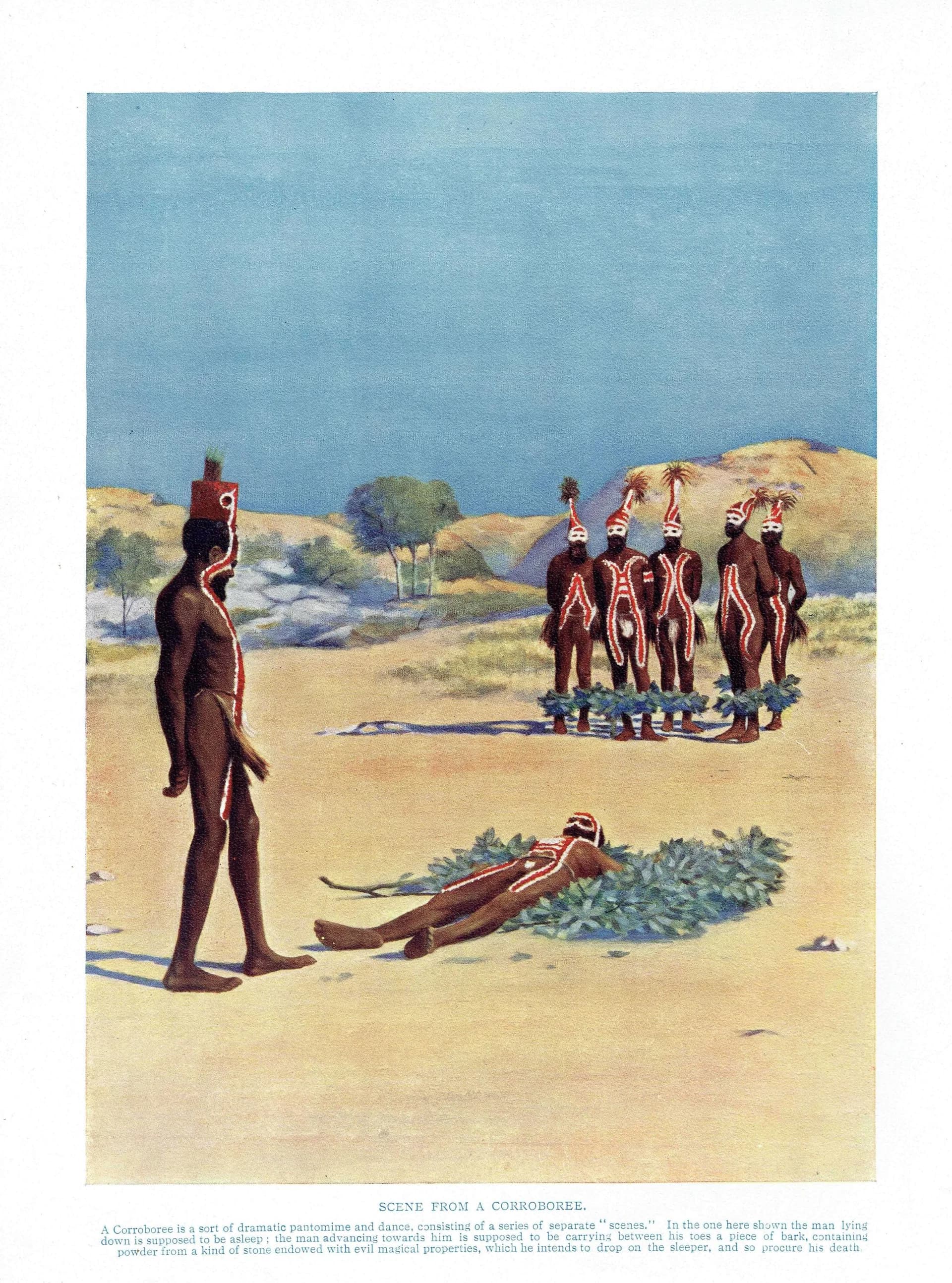 7.5 x 10 in — “Corroboree Scene” — Print — 1913 — Book Illustration