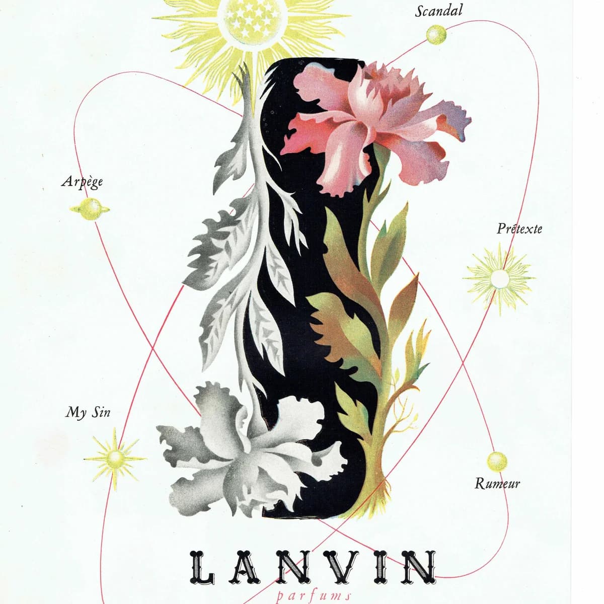 1947 Lanvin Parfums Arpège & Scandal - Original Vintage Print By Nathan - French Luxury Fashion Perfume Ad Soleils Folio - 8.5 x 11.9 in