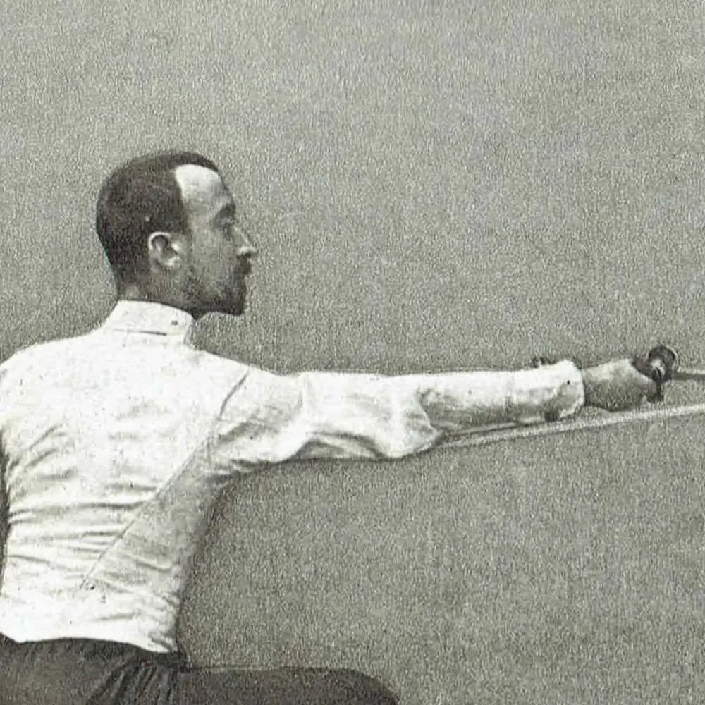 1889 Parry in Seconde Fencing Position - Original Antique Engraving - Badminton Library Victorian Sports Instruction - 5 x 7 in