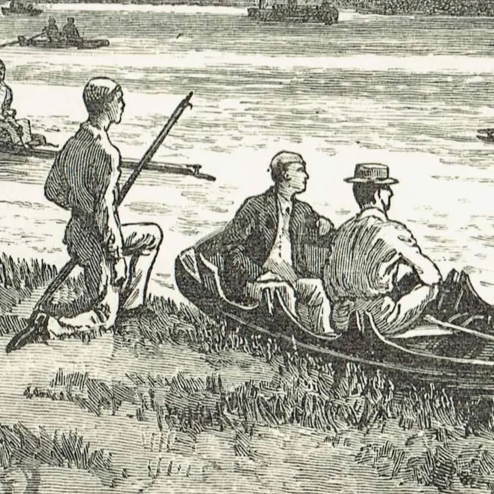 1890 Off the Brocas Windsor - Original Antique Engraving By Dadd - Victorian Rowing Thames River Scene Badminton Library - 7 x 4.75 in
