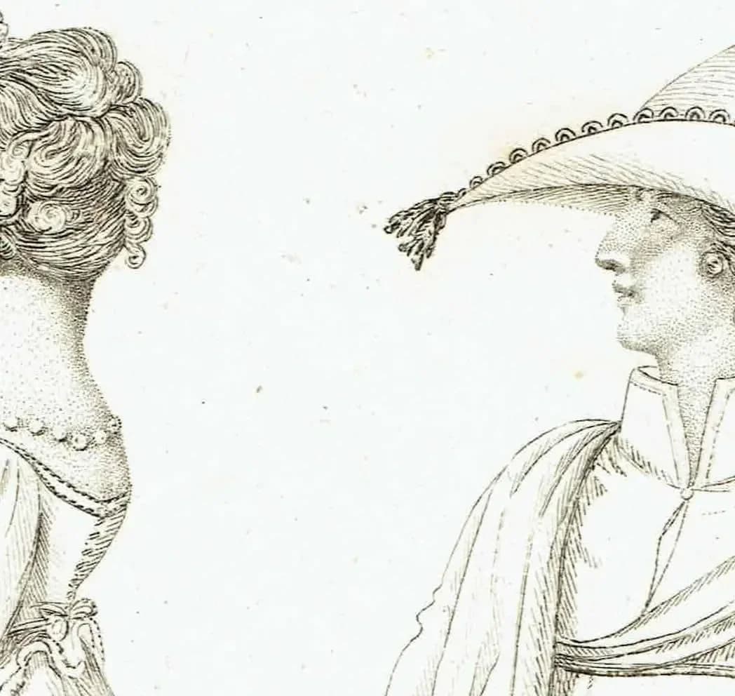 1800s Regency Period Broxborough Jacket And New Spencer Walking Dress Original Antique Print - Empire Waist Gowns Ladies Dress - 5.5 x 9 in