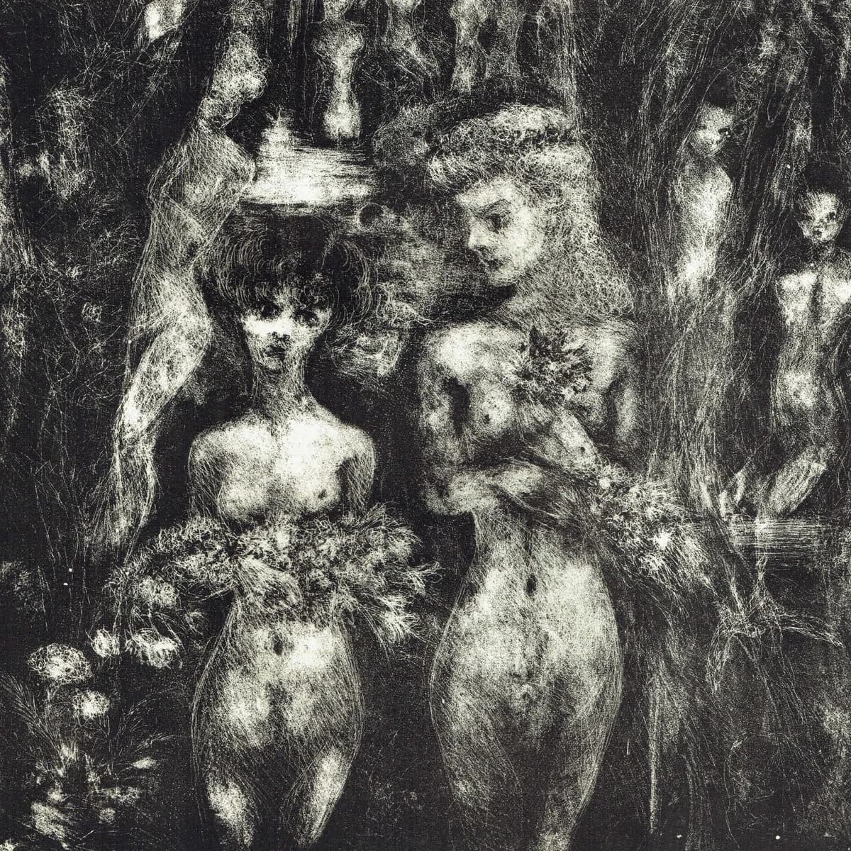 1947 Nymphes Forest Figures - Vintage Lithograph By Goerg - Surrealist French Art - Soleils Folio Limited Edition - 10 x 14 in