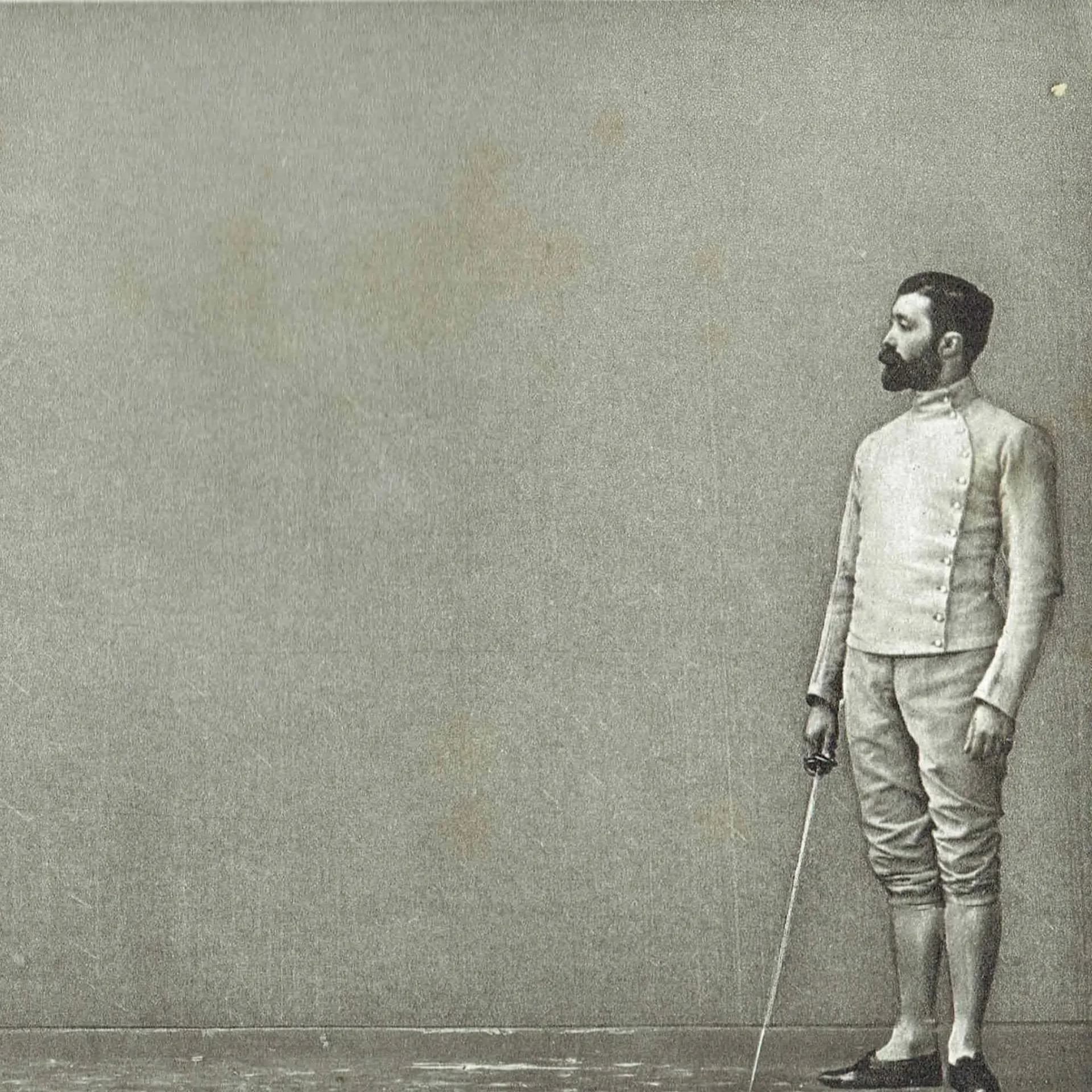 1889 Fencing Salute Position - Original Antique Engraving - Badminton Library Victorian Sports Instruction Swordplay - 5 x 7 in