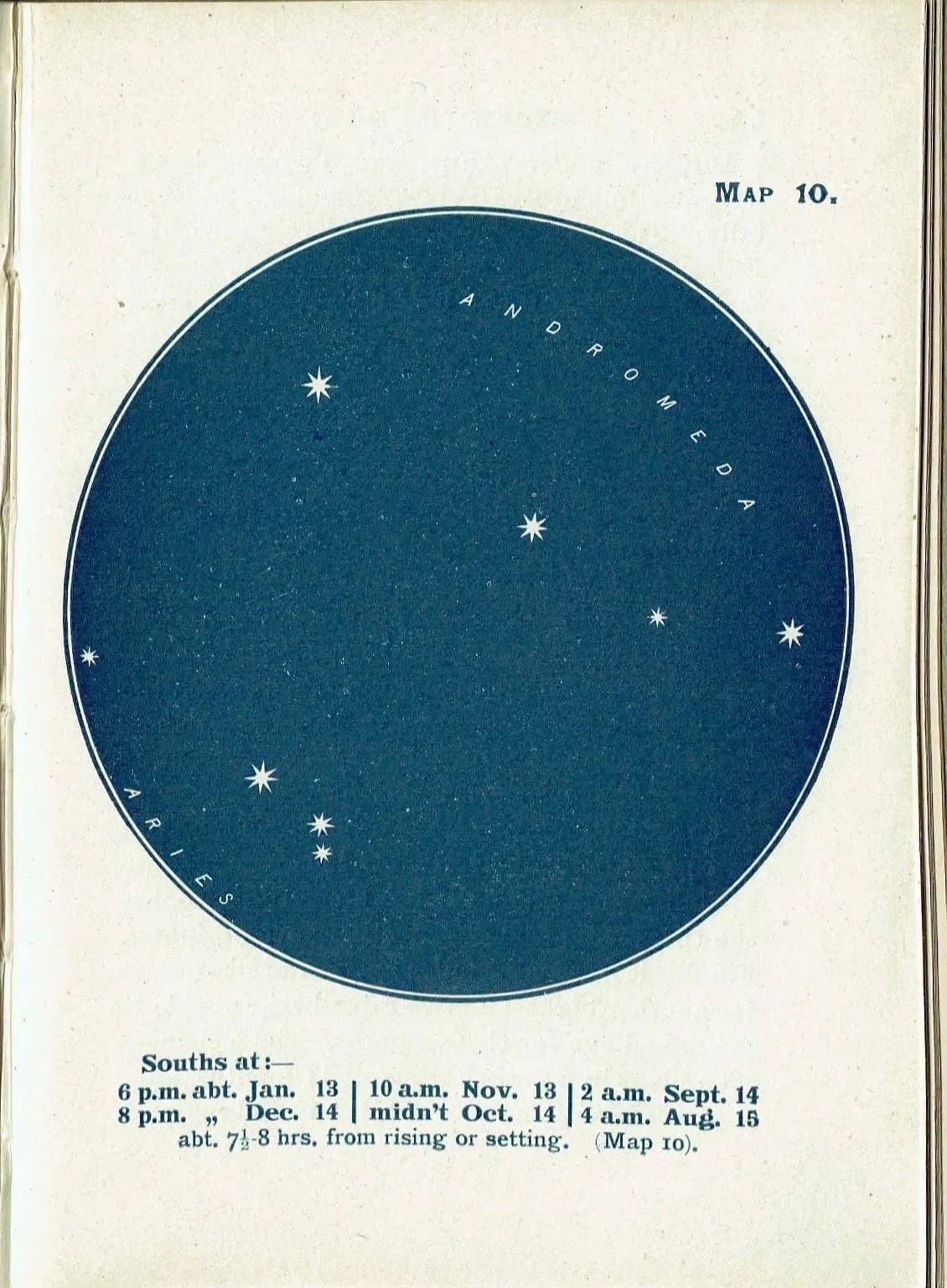 1944 Original Andromeda Aries Constellation Star Map Print - Celestial Navigation Chart - Vintage Astronomy Guide - 4 x 6 in