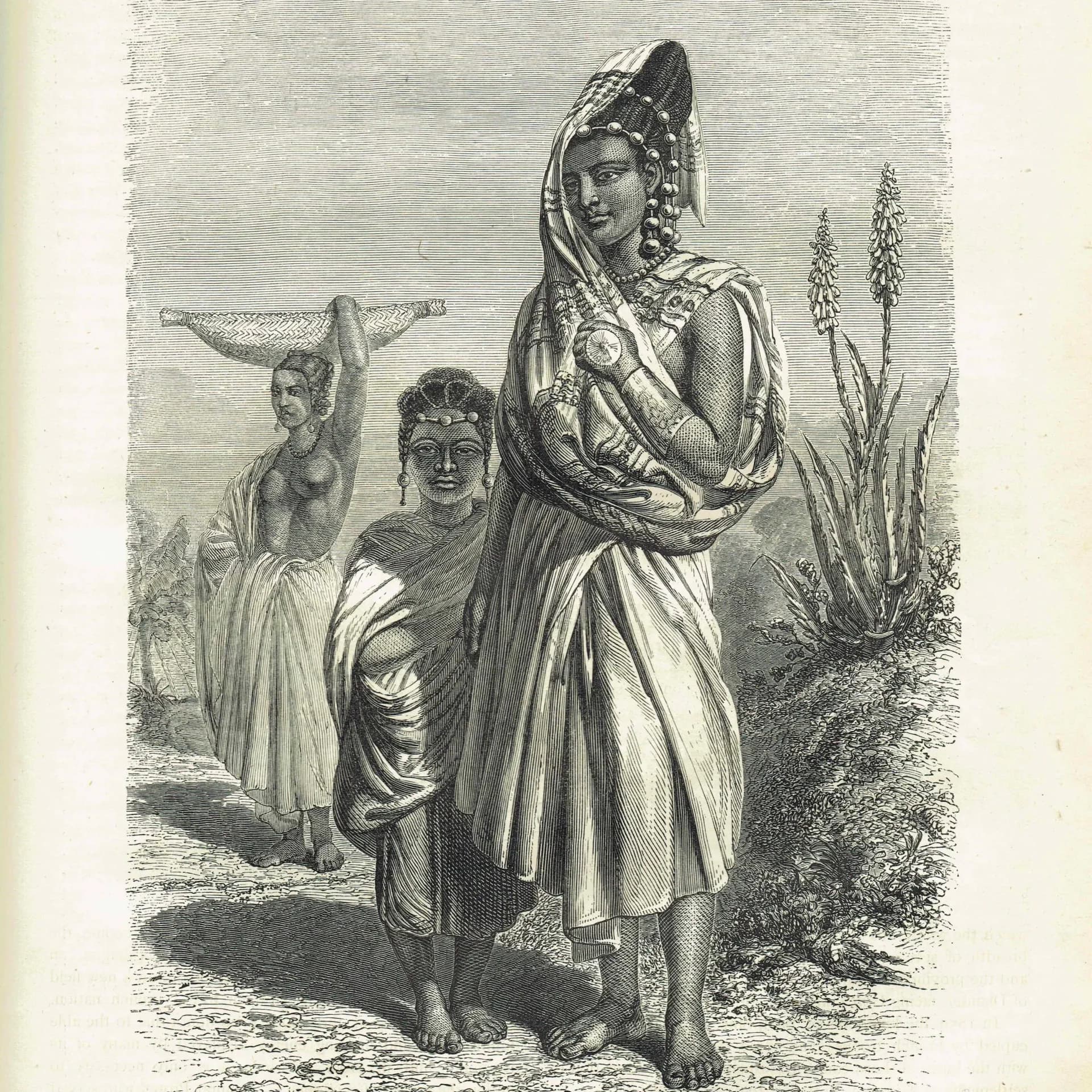 1875 Group of Women of Senegal - Antique Engraving - Illustrated Travels Bates African Portrait Study - 8 x 11.5 in