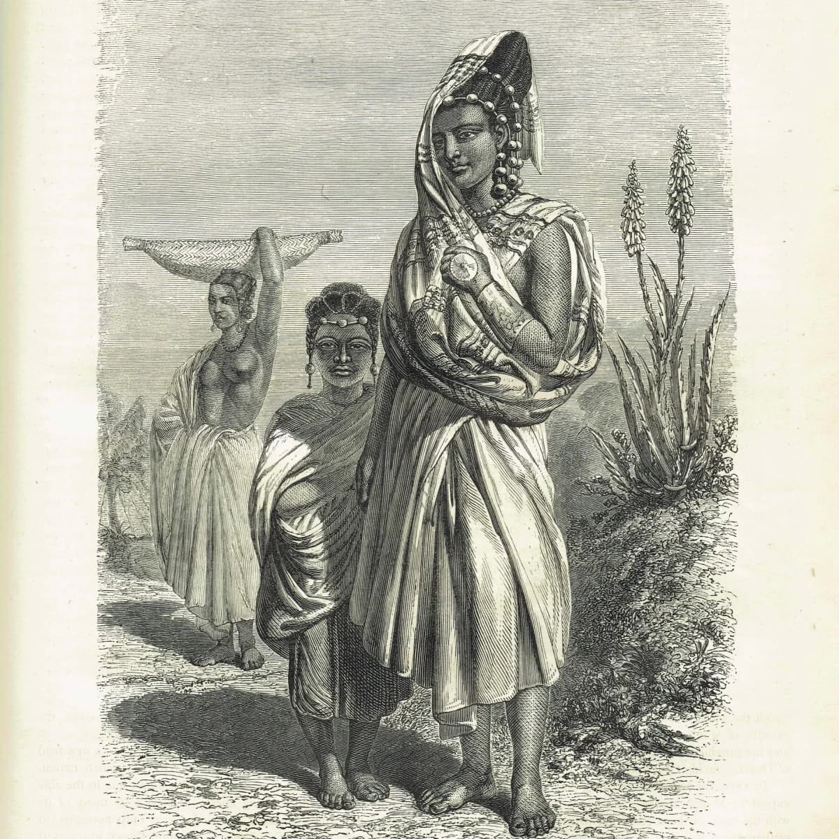 1875 Group of Women of Senegal - Antique Engraving - Illustrated Travels Bates African Portrait Study - 8 x 11.5 in