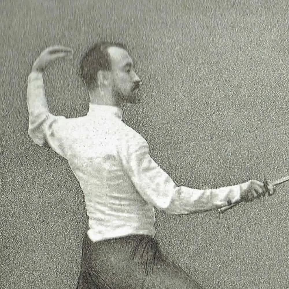 1889 Engagement in Tierce Fencing - Original Antique Engraving - Badminton Library Victorian Sports Educational Study - 5 x 7 in
