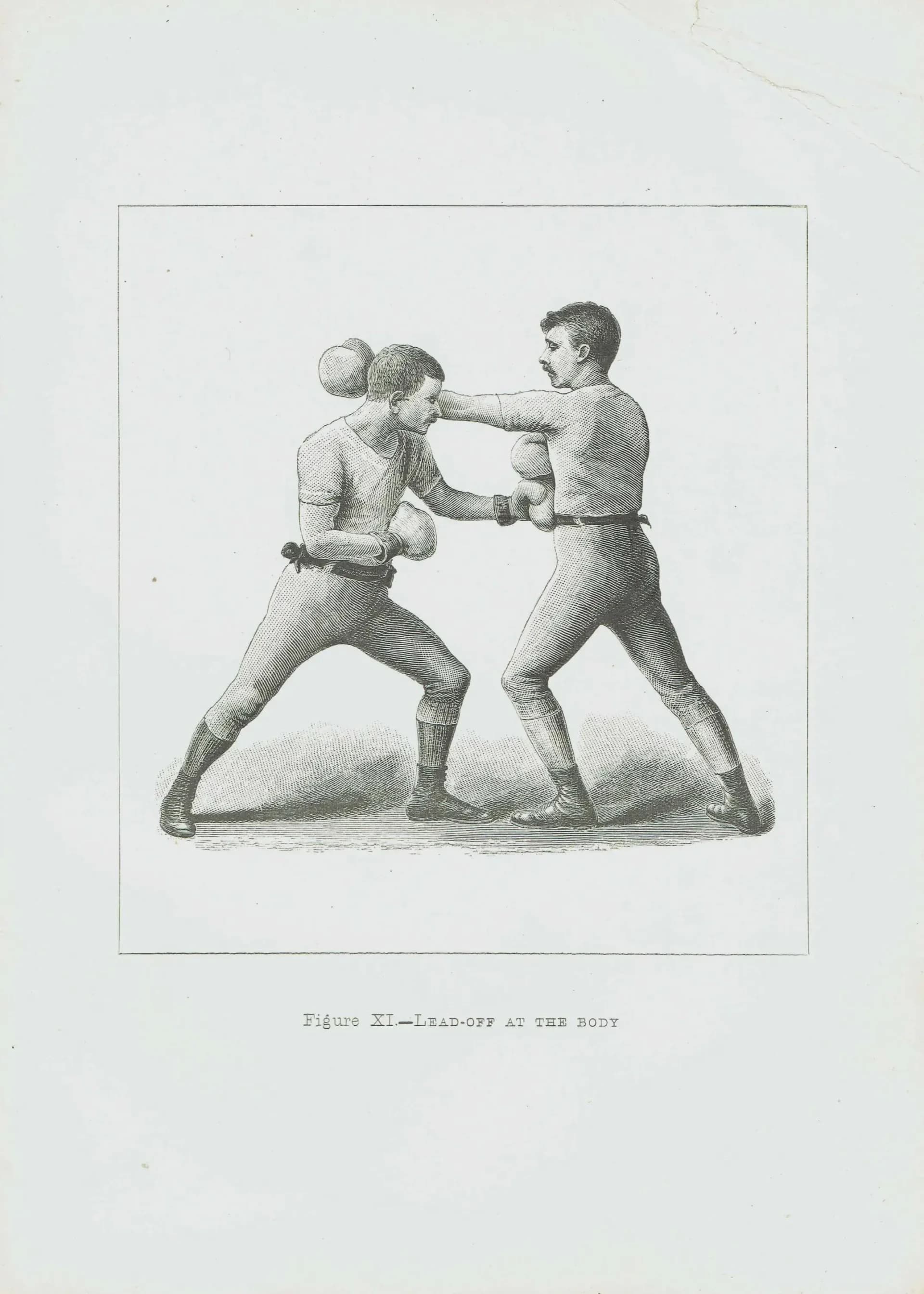 1889 Boxing Lead-Off Technique - Original Antique Print - Badminton Library Victorian Sports Pugilism Athletic Training - 5 x 7 in