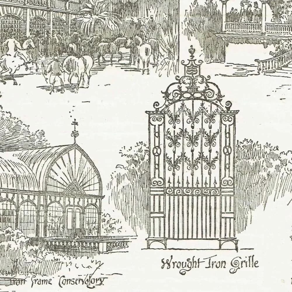 1898 Architectural Ironwork Print - St Pancras Ironwork Co Designs, Bridges, Roofs & Spiral Stair - Antique Plate - 8 x 10.75 in