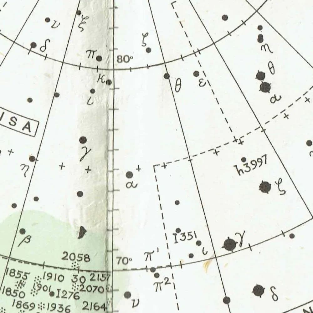 1943 Southern Celestial Chart - Original Vintage Print By Norton - Star Atlas Constellation Astronomy Map Centaurus Crux - 8.5 x 10.4 in