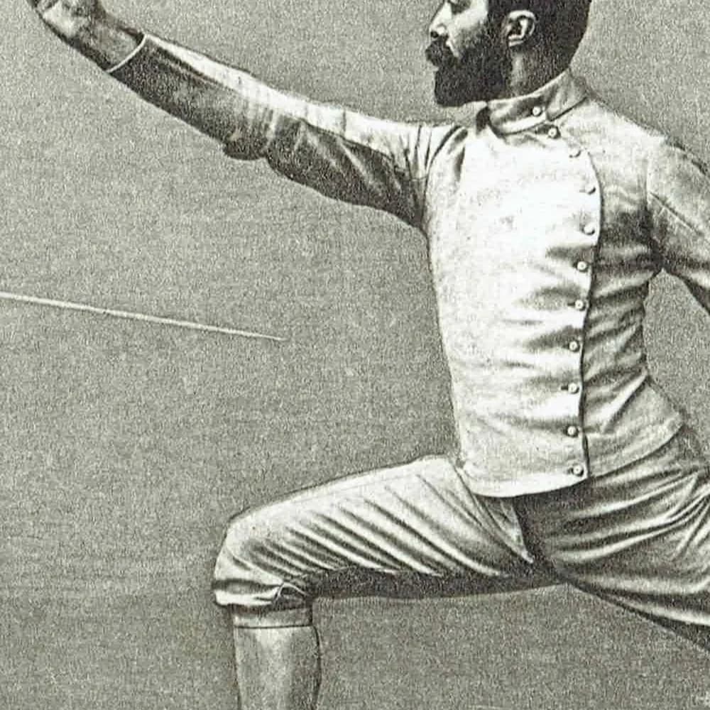1889 The Salute Fencing Position - Original Antique Engraving - Badminton Library Victorian Sports Martial Arts - 7 x 5 in