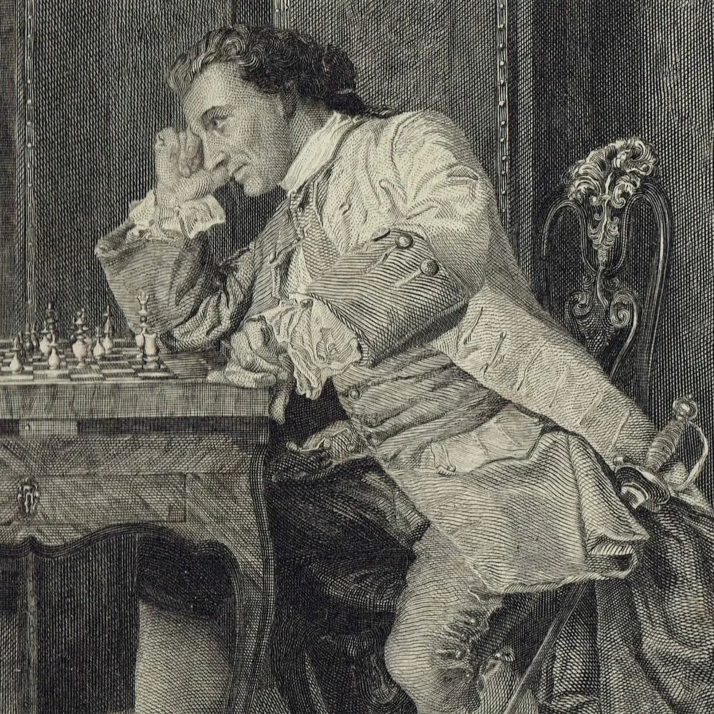 c.1890 Chess Players - Etching Signed By Frank Willis - Victorian Genre Scene Period Costume Figure Study Portrait Art - 9.2 x 6.9 in