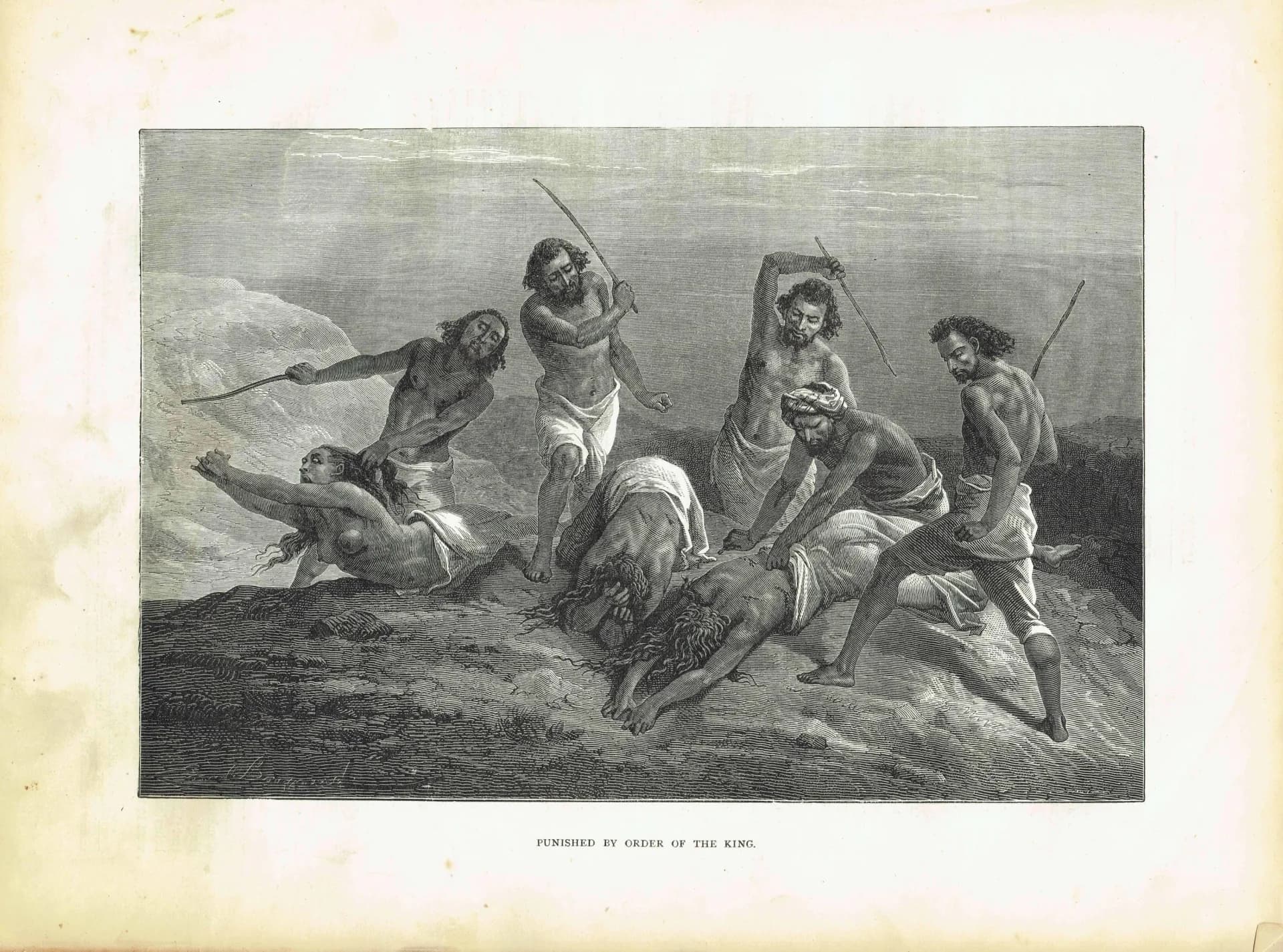 1869 Punished by Order of the King Sudan - Original Antique Print - Victorian Illustrated Travels Royal Geographical Society - 11.75 x 8....