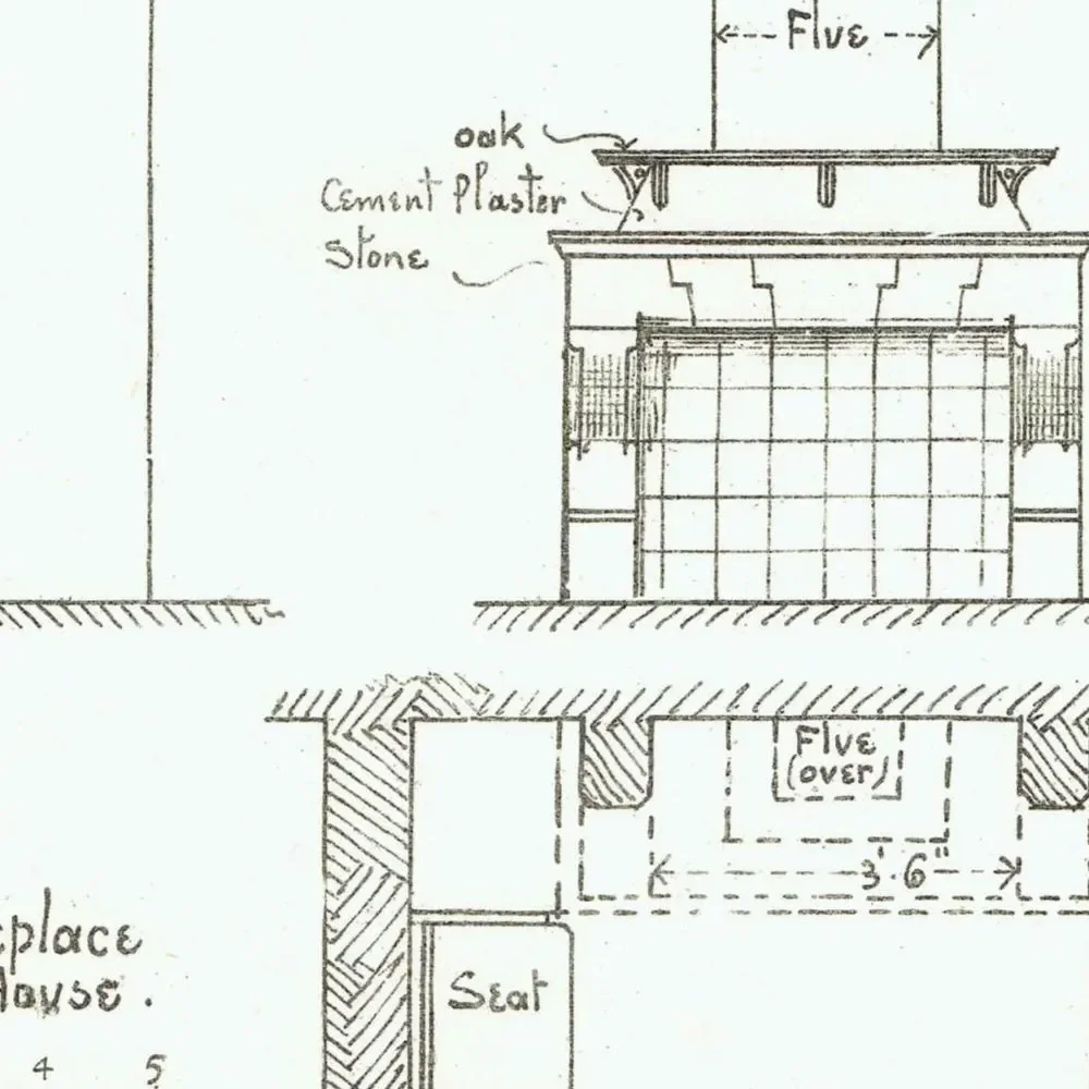 1898 Stonework Architectural Print - Entrance Gates to Court Yard Fireplace - W Fullerton - Building Illustration - 8 x 10.75 in