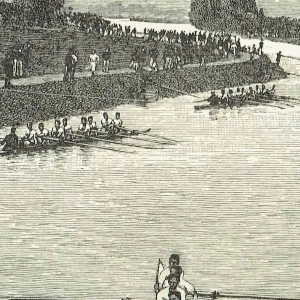 1891 Bumping Race Waiting for the Gun - Original Antique Engraving - Victorian Rowing River Sport Badminton Library - 7 x 4.75 in