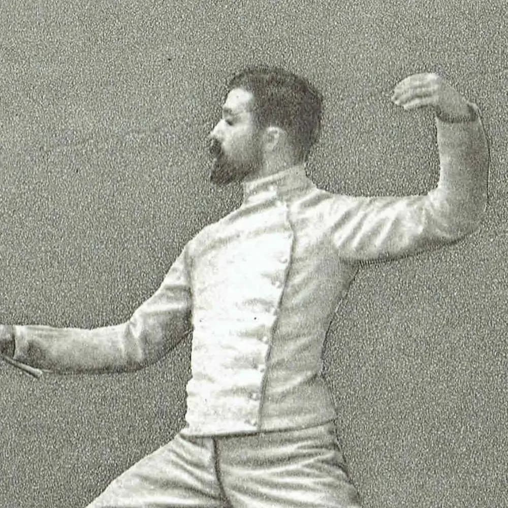 1889 Engagement in Tierce Fencing - Original Antique Engraving - Badminton Library Victorian Sports Educational Study - 5 x 7 in