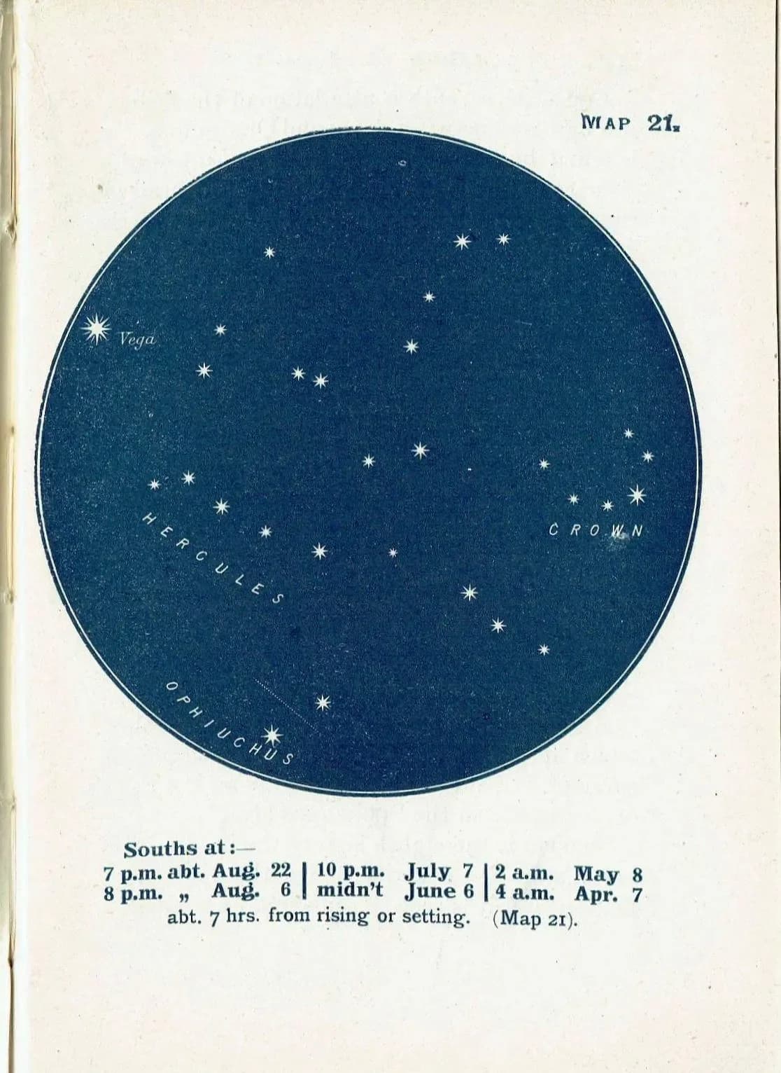 1944 Vega Hercules Crown Ophiuchus - Original Vintage Print By Gall - Star Chart Celestial Astronomy Map Atlas - 4 x 6 in