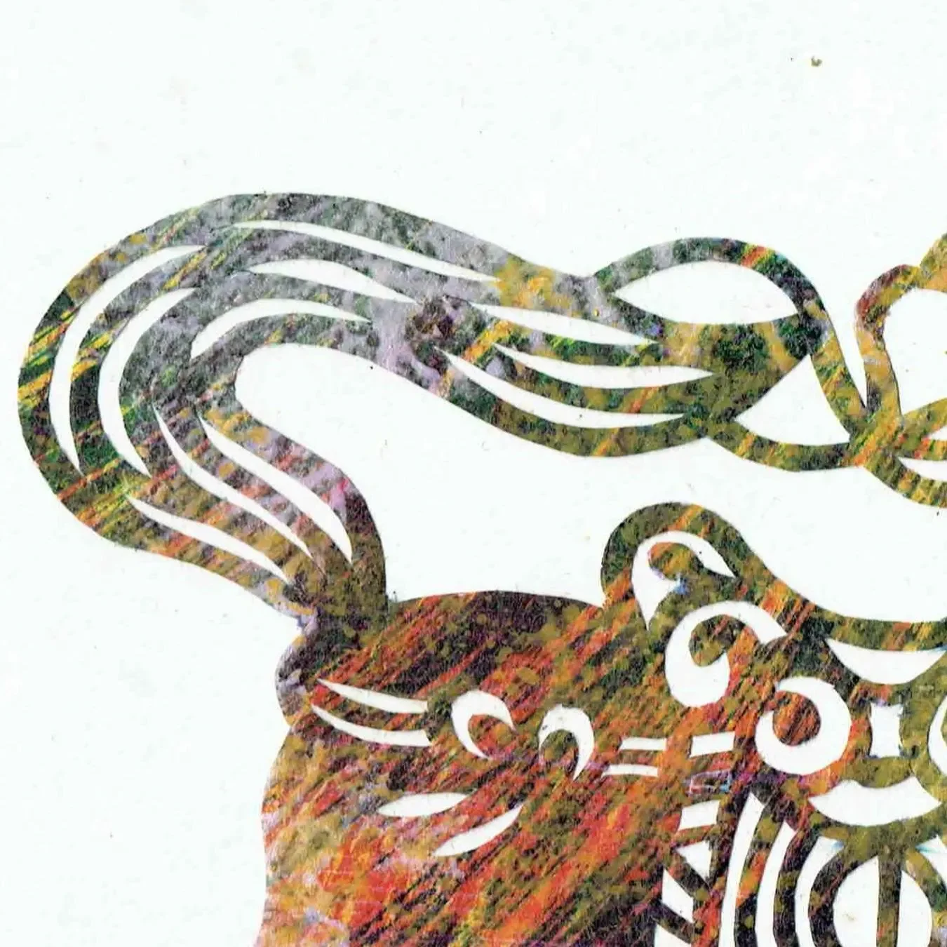 1970s Vietnamese Horse Paper Cut Print - Folk Art Animal (6x4 in)