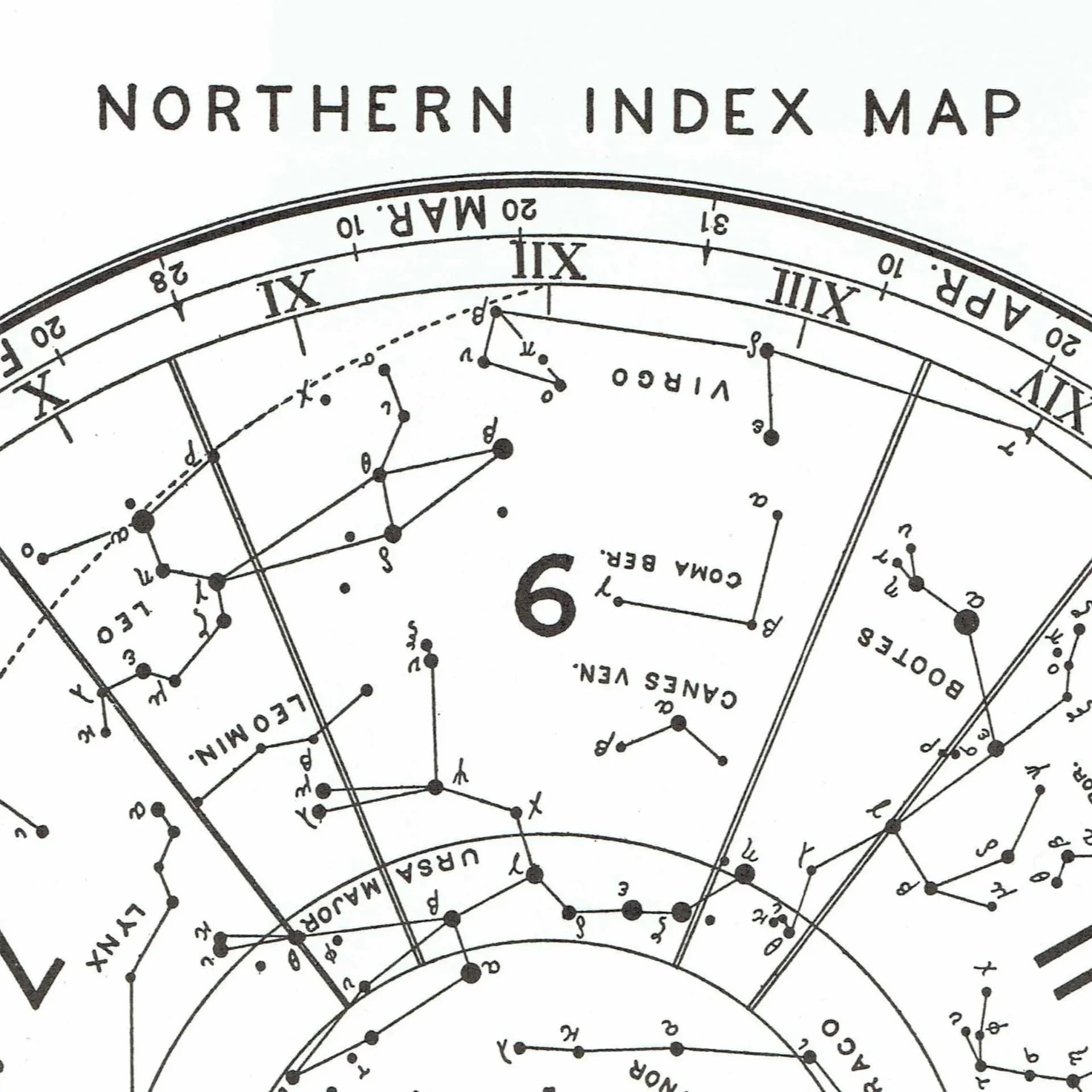 Vintage 1978 Northern Index Map - Celestial Star Chart Print