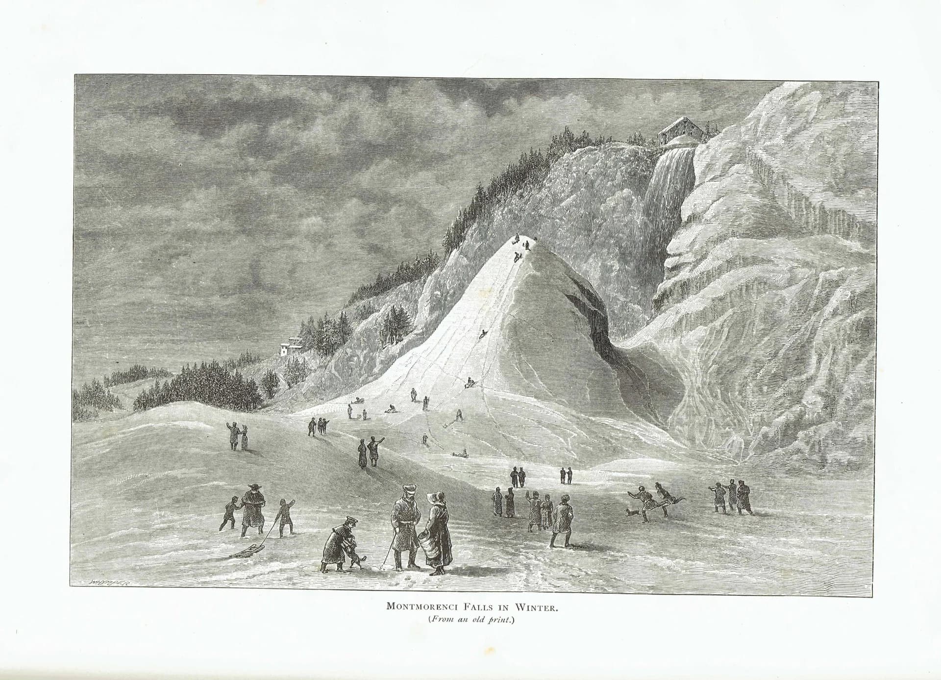 1885 Montmorenci Falls Winter - Antique Print - Canadian Pictures Quebec Landscape - 10.75 x 7.25 in