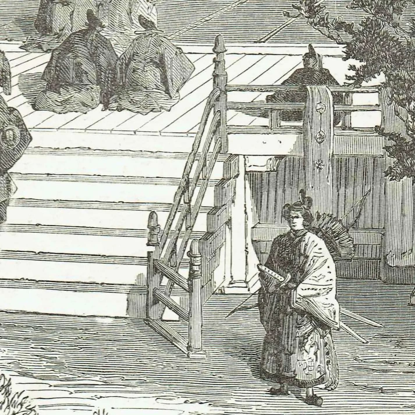 1869 Visit of Tycoon to Mikado Kioto - Original Antique Engraving - Japanese Imperial Ceremony Illustrated Travels - 8.75 x 11.75 in