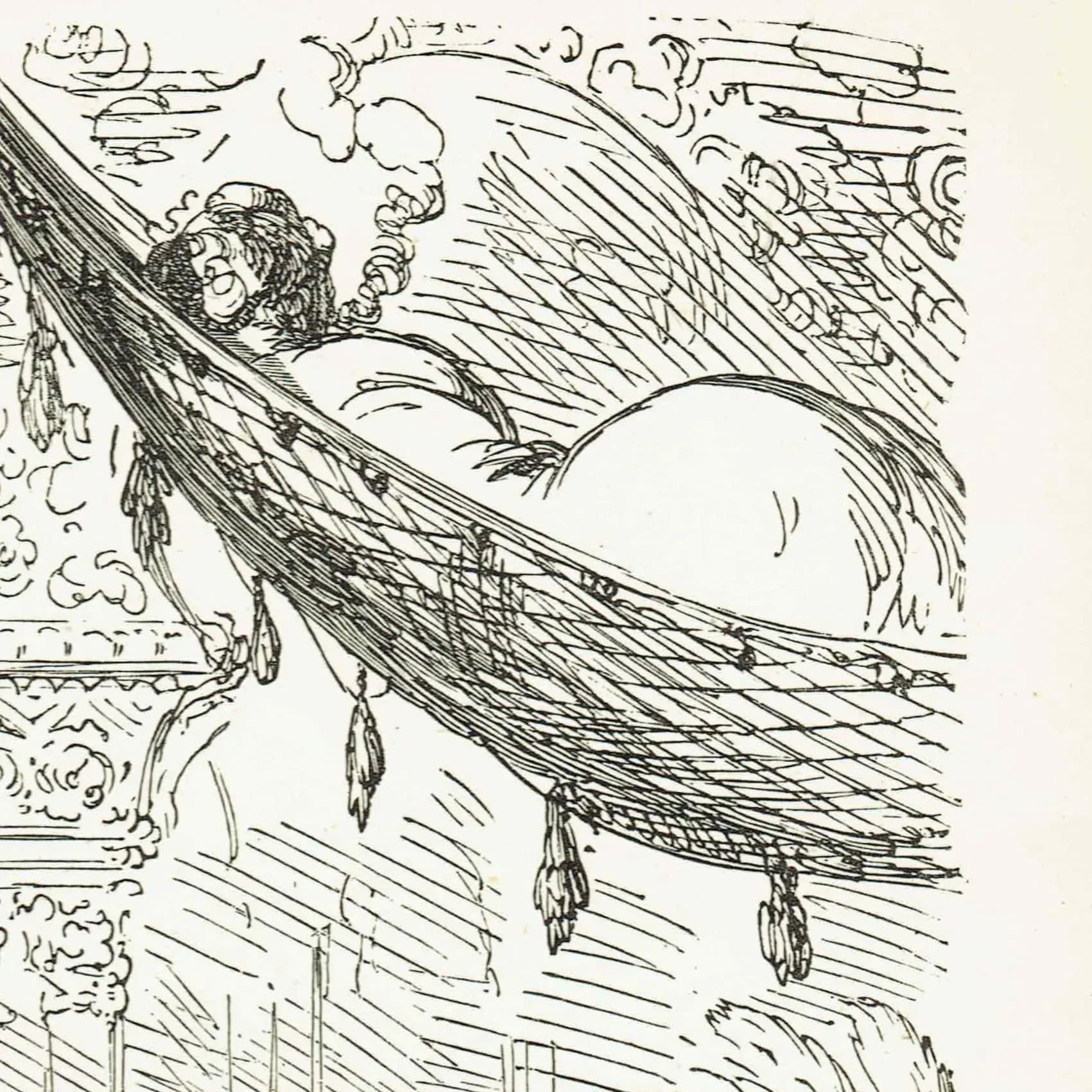 1867 Baron Munchausen Seraglio - Original Antique Print By Doré - Fantasy Adventure Tale Victorian Literature - 6 x 9 in