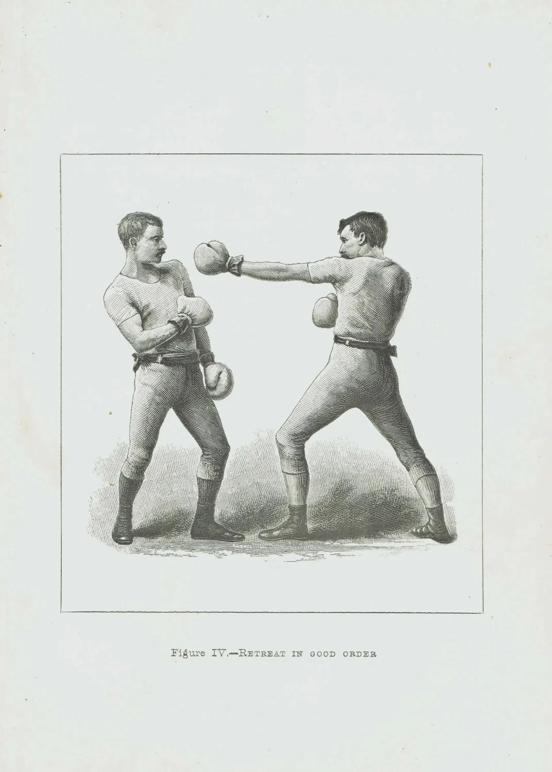 1889 Boxing Retreat Technique - Original Antique Print - Badminton Library Victorian Sports Pugilism Athletic Training - 5 x 7 in