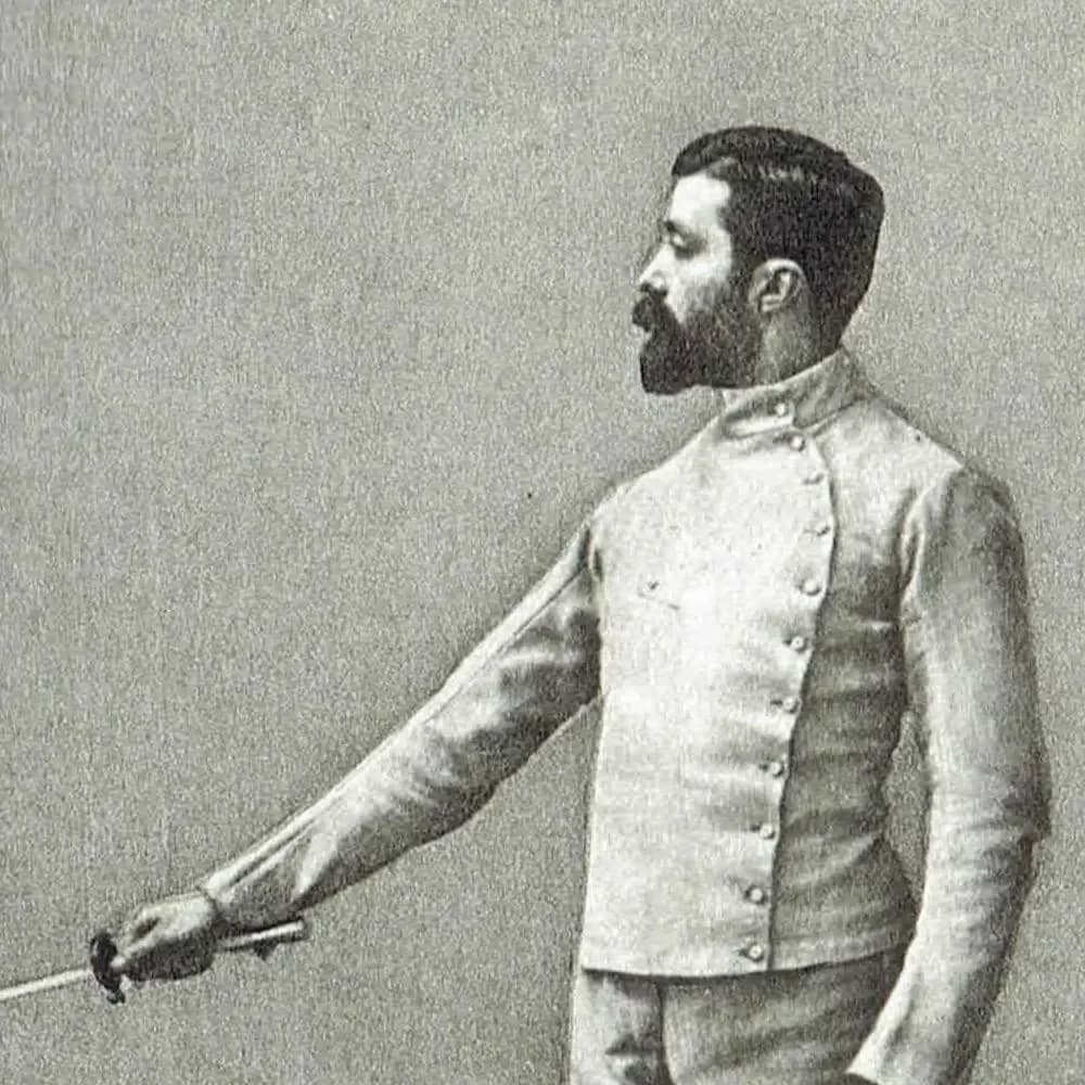 1889 End of The Salute - Original Antique Engraving - Fencing Swordsmen Victorian Sports Badminton Library - 5 x 7 in