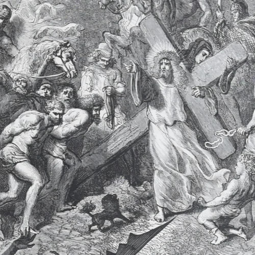 1866 Legend of the Wandering Jew Plate 1 - Original Antique Print - Doré - Medieval Biblical Myth Cassell Petter Galpin - 14 x 20 in