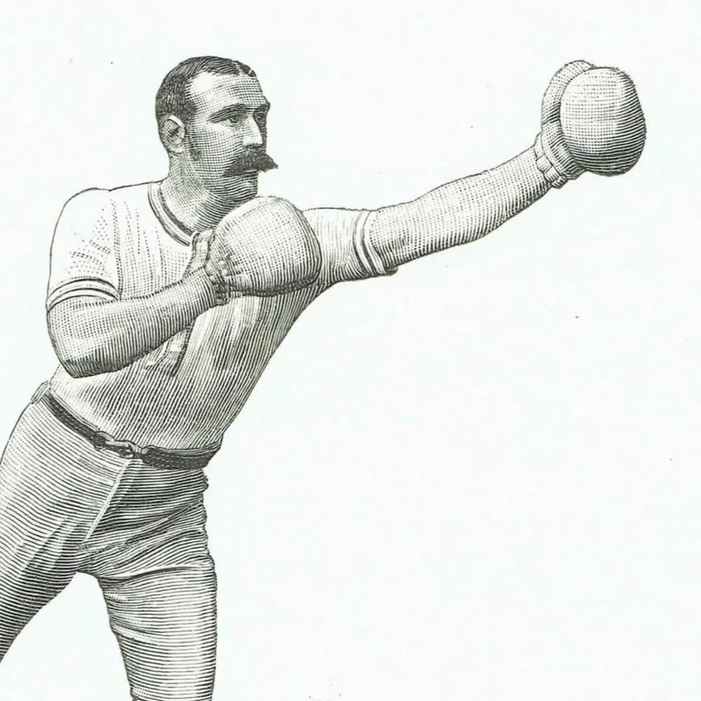 1889 Left-Hand Lead-Off Boxing - Original Antique Print - Badminton Library Victorian Sports Pugilism Athletic Training - 5 x 7 in