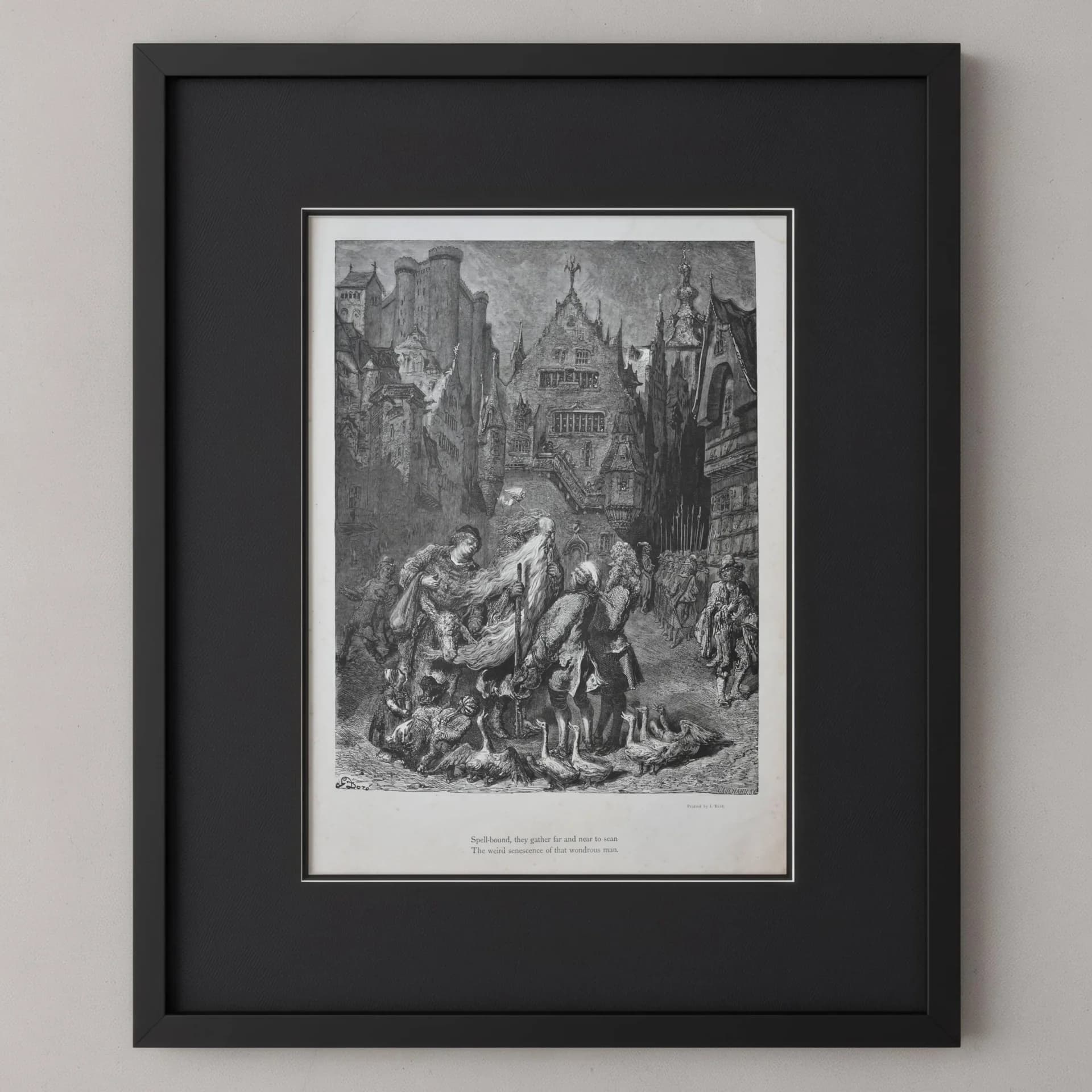 1866 Legend of the Wandering Jew - Plate 3 Original Antique Print after Doré - Gothic Fantasy Biblical Legend Steel Engraving - 14 x 20 in