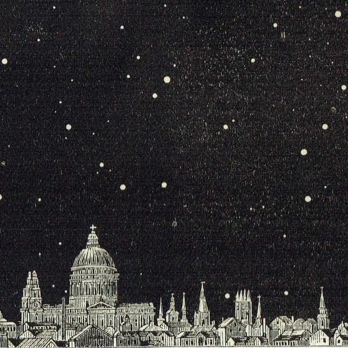 1868 Midnight Sky at London - Original Antique Print - Victorian Astronomy Star Chart Night Sky North South Views - 6.25 x 10 in
