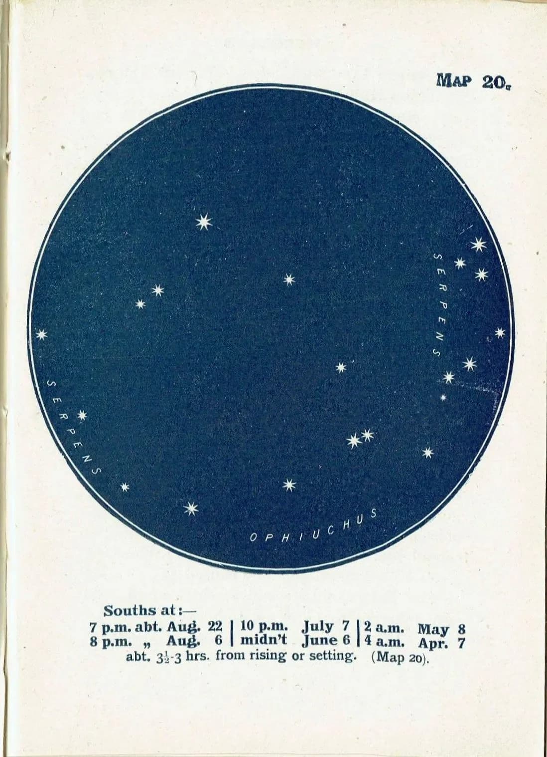 1944 Serpens Ophiuchus - Original Vintage Print By Gall - Constellation Star Map Celestial Astronomy Atlas Chart - 4 x 6 in