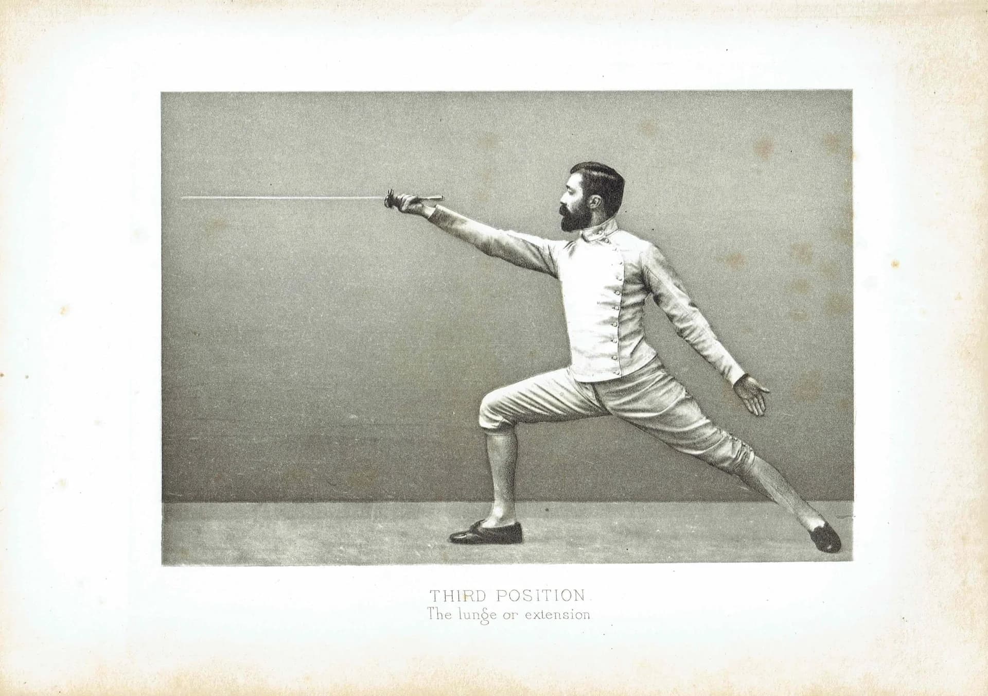 1889 Third Position - Original Antique Engraving - Badminton Library Victorian Sports Instruction Educational - 5 x 7 in