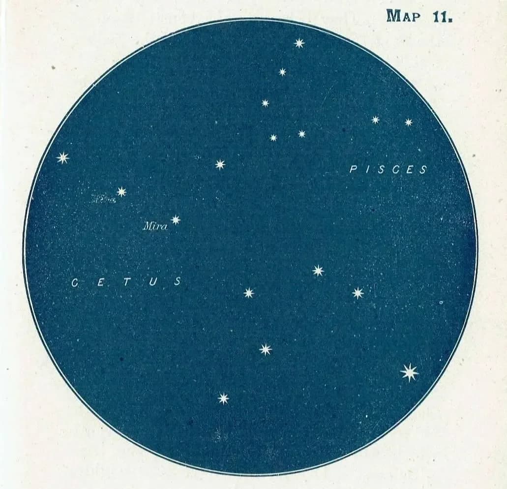 1944 Original Pisces Cetus Constellation Star Map Print - Vintage Astronomy Chart - Scientific Study Book Illustration - 4 x 6 in