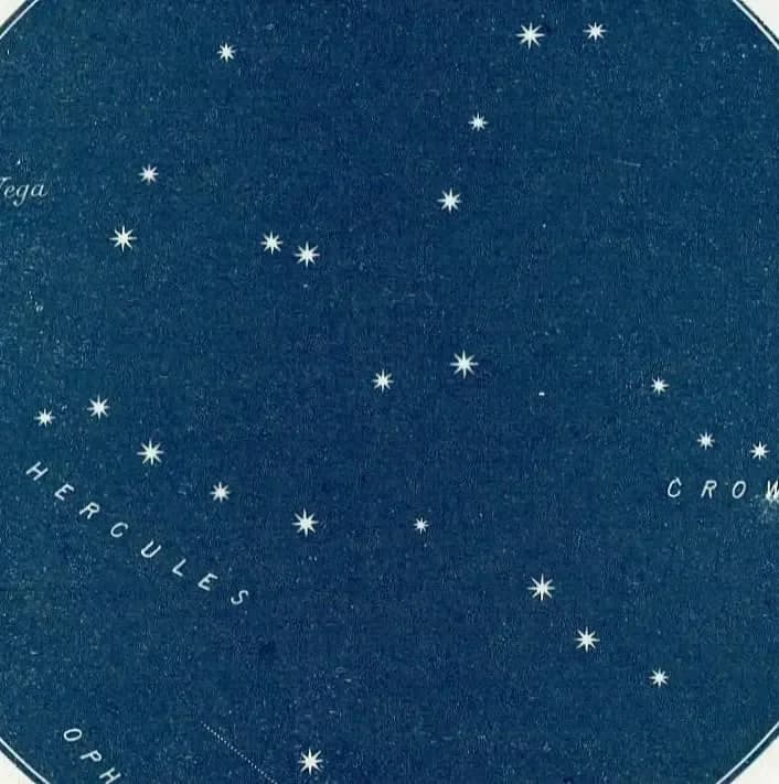 1944 Vega Hercules Crown Ophiuchus - Original Vintage Print By Gall - Star Chart Celestial Astronomy Map Atlas - 4 x 6 in