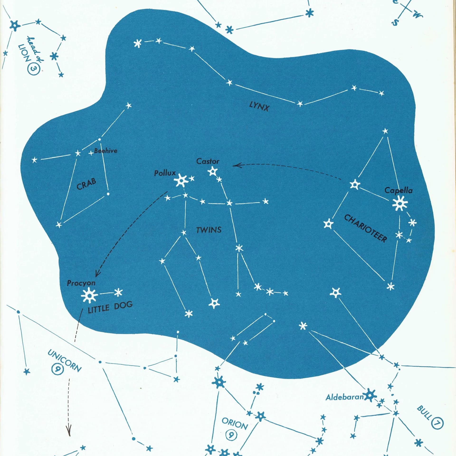 1952 Northern Constellations - Original Vintage Print By H.A. Rey - Star Chart Celestial Astronomy Educational Zodiac - 8 x 11 in