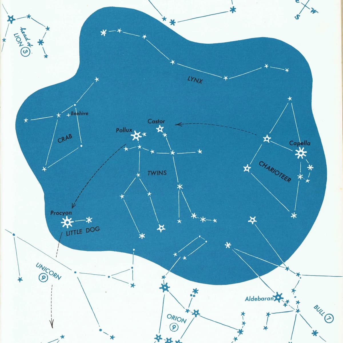 1952 Northern Constellations - Original Vintage Print By H.A. Rey - Star Chart Celestial Astronomy Educational Zodiac - 8 x 11 in