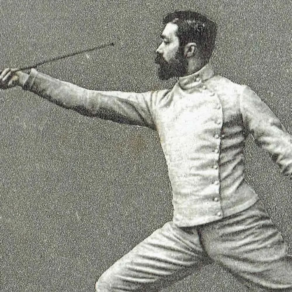 1889 Time Thrust In Sixte - Original Antique Engraving - Badminton Library Fencing Victorian Sports Educational Print - 7 x 5 in