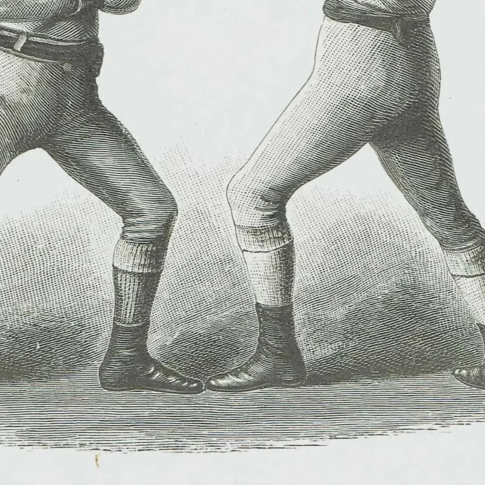 1889 Boxing Match Technique - Original Antique Print - Badminton Library Victorian Sports Pugilism Athletic Training - 5 x 7 in